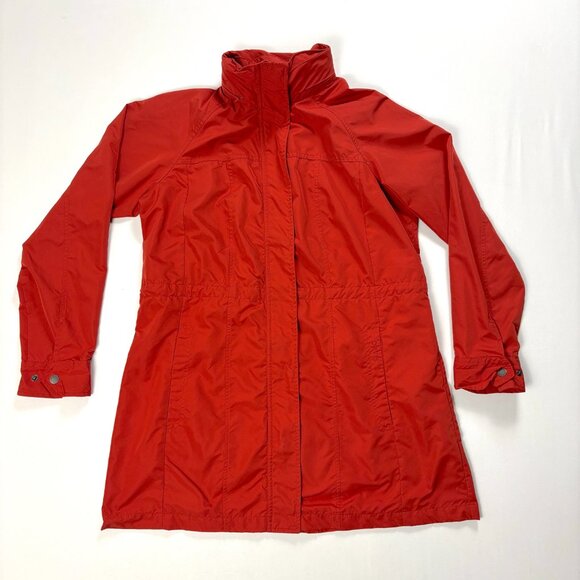 Orvis Womens Pack And Go Sedona Rain Jacket Reddish Orange Sz M Coat Long Lined - Picture 2 of 9